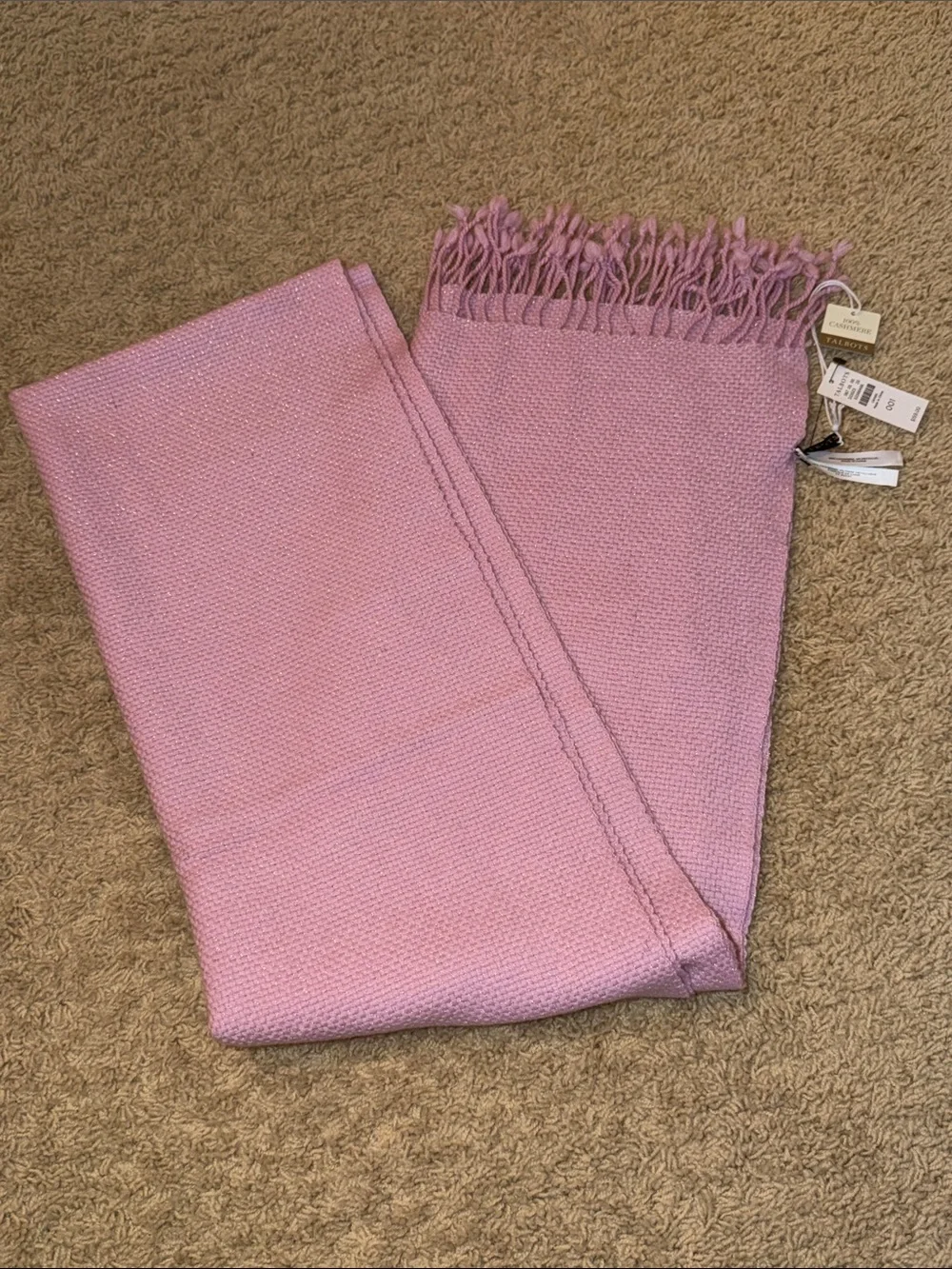 Talbots Lavender Knit Fringe Wrap Scarf